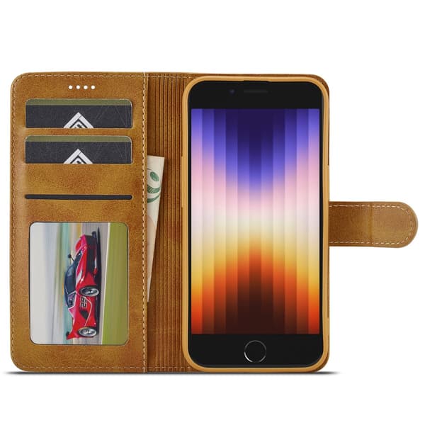 LC.IMEEKE Plånboksfodral iPhone 16e Cognac