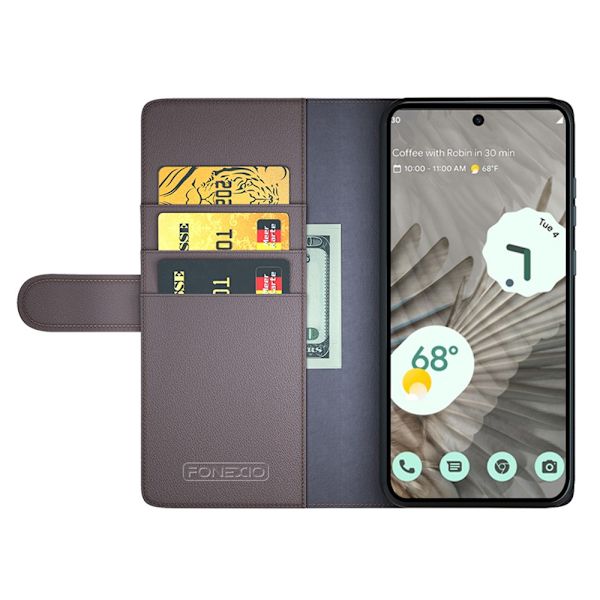 Aito nahkakotelo Google Pixel 7 Prolle, ruskea