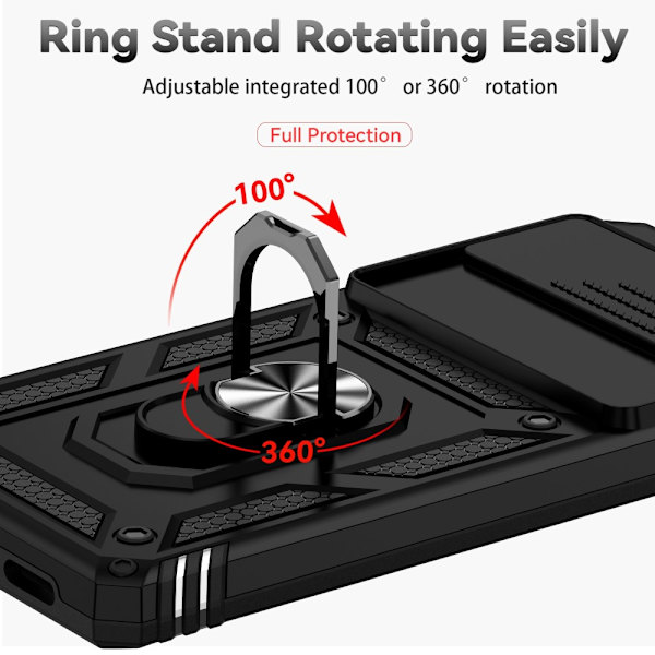 Hybridskal Google Pixel 7 Ring + Kamerabeskyttelse Sort