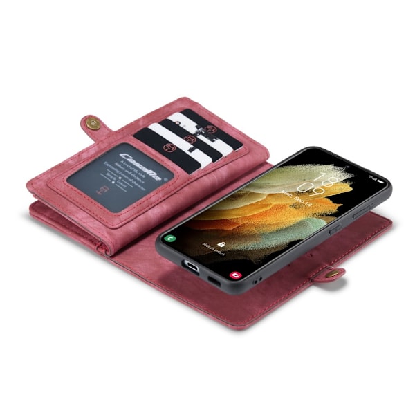 CaseMe Lompakkokotelo Multi-Slot Samsung Galaxy S21 Plus Punainen