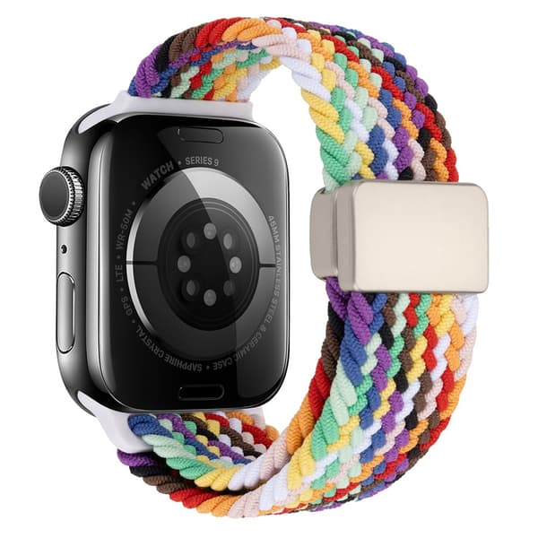 Elastiskt Vävd Nylonarmband Apple Watch 38/40/41mm Regnbåge