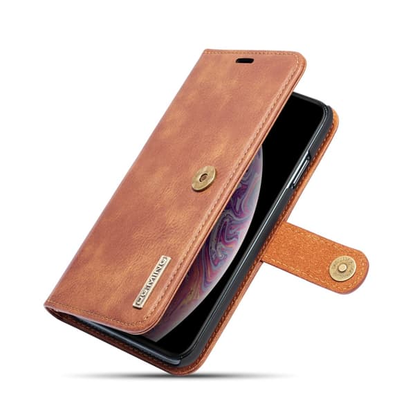 DG.MING 2-i-1 Magnetiskt Plånboksfodral iPhone XS Max Cognac
