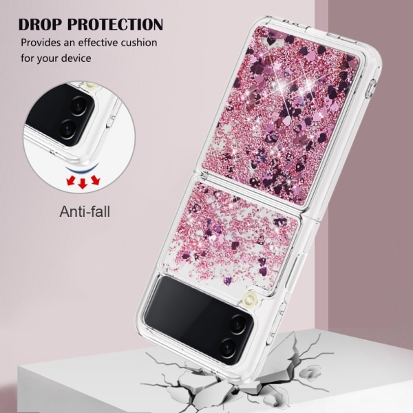 Glitter Bling TPU Case Samsung Galaxy Z Flip 4 Roséguld