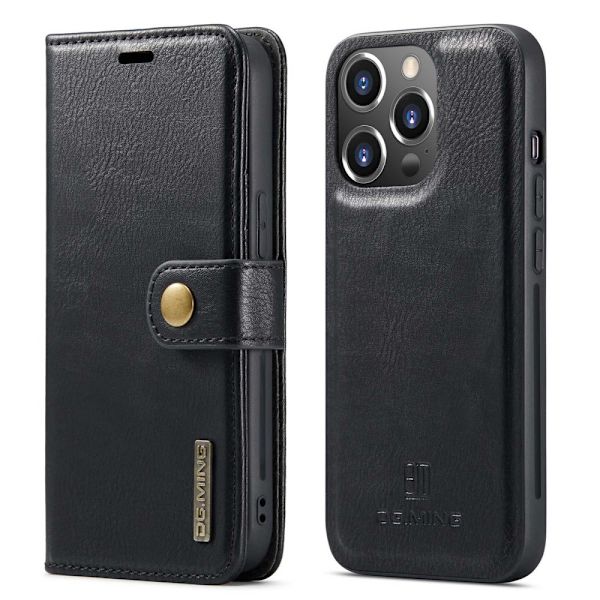 DG.MING 2-in-1 Magnet Plånbok iPhone 14 Pro Max Musta