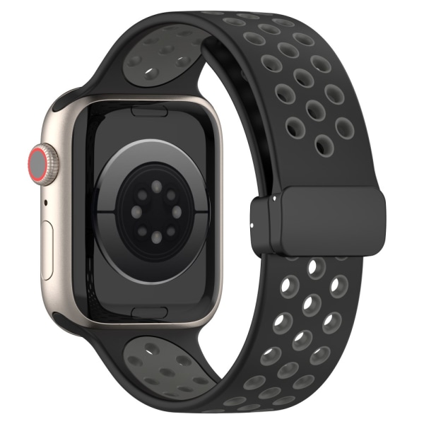 Silikoniranneke Urheilu Apple Watch 45mm Series 9 Musta/Harmaa