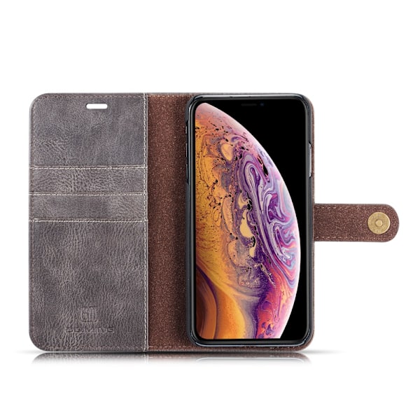 DG.MING 2-in-1 Magnet Wallet iPhone XS Max Brown