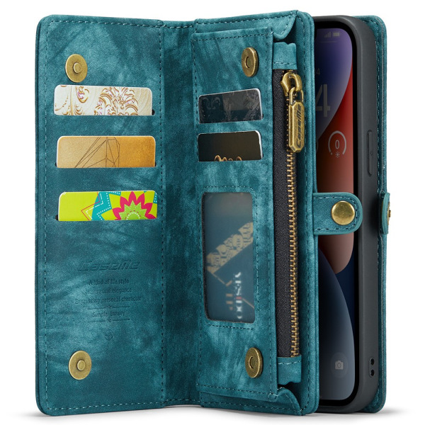 CaseMe Multi-Slot 2 i 1 Plånboksfodral iPhone 15 Pro Max Blå