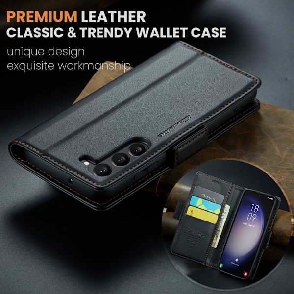 CaseMe Slim Plånboksfodral RFID-skydd Samsung Galaxy S24 Svart