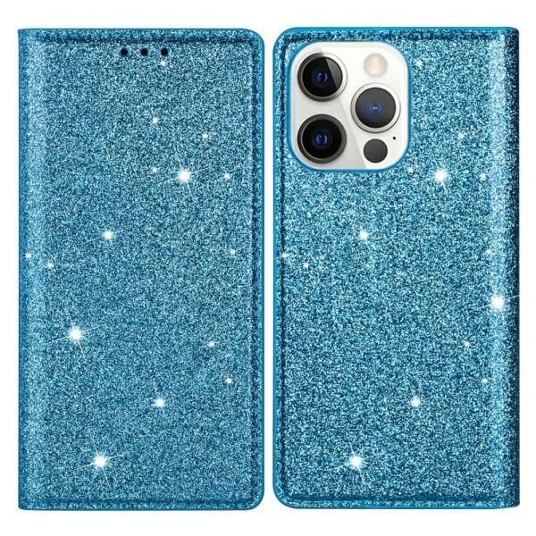 Glitter Wallet Case iPhone 13 Pro Blue
