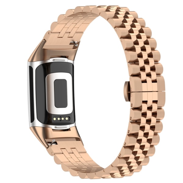 Metallarmband Fitbit Charge 6 i Fjärilsspänne Roséguld