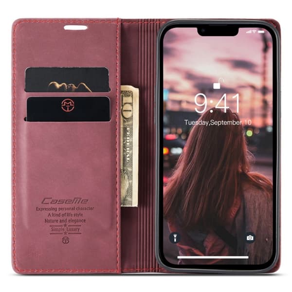 CaseMe Slim Plånboksfodral iPhone 14 Plus Röd