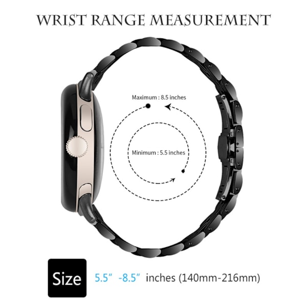 Metallarmband i Fjärilspänne Google Pixel Watch Svart