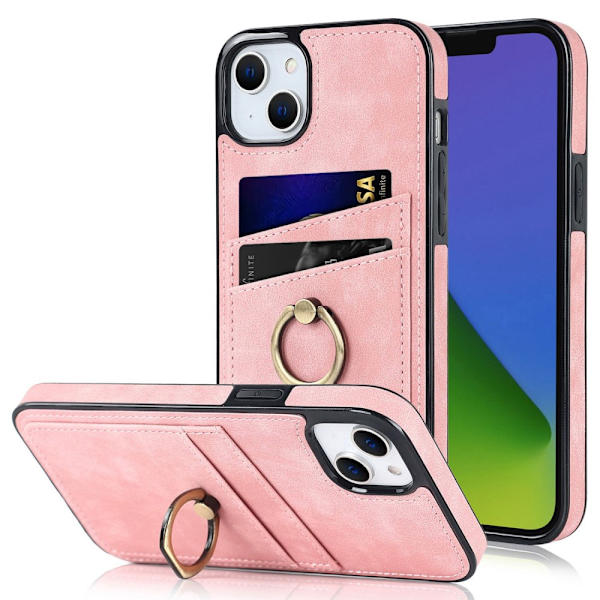 iPhone 14 Plus Kortfack Skal Ring Rosa