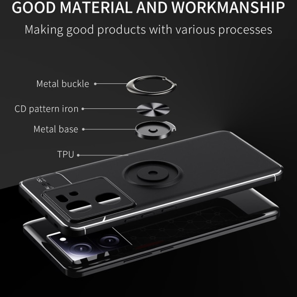 Xiaomi 13T:n musta kuori, jossa rengaskiinnike