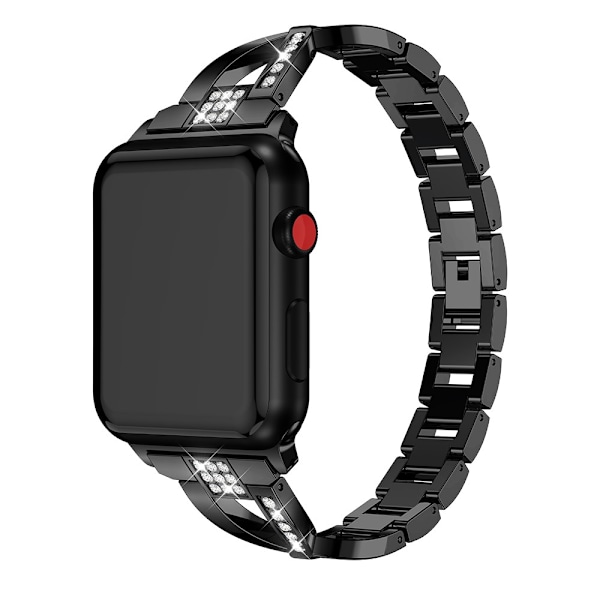 Rhinestone-kristallihihna Apple Watch Series 10 46mm Musta