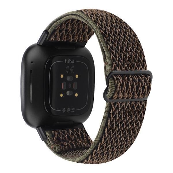 Flettet nylonrem til Fitbit Versa 3/Sense Mørkegrøn/brun