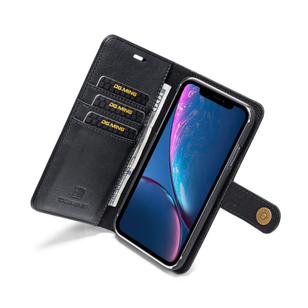 DG.MING 2-in-1 Magnet Wallet iPhone XR Musta