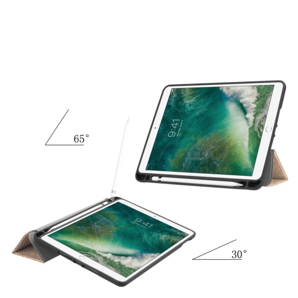 iPad 9.7, 5. sukupolvi (2017) kolmitaittuva kotelo, jossa on vaaleanpunainen kynäpidike