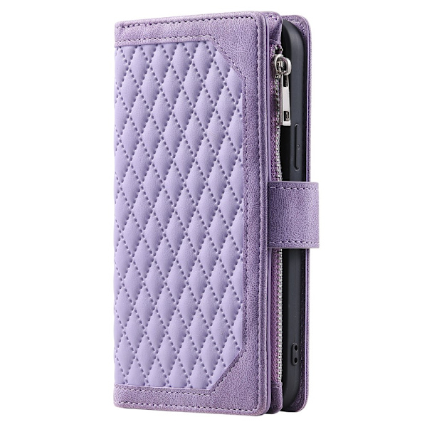 iPhone 15 Pro Max -lompakkokotelo, pehmustettu, violetti