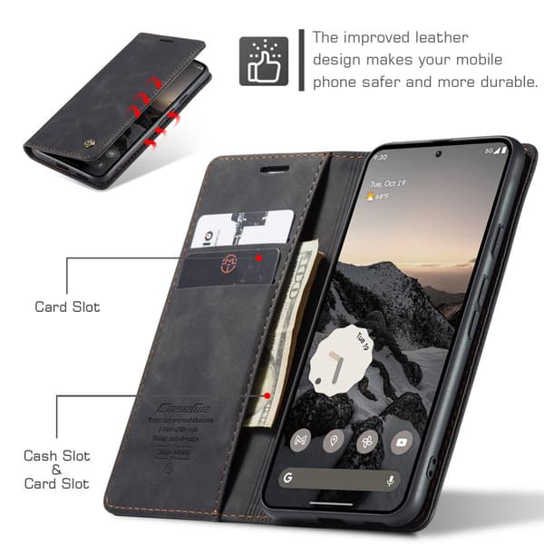 CaseMe Slim Plånboksfodral Google Pixel 9a Svart