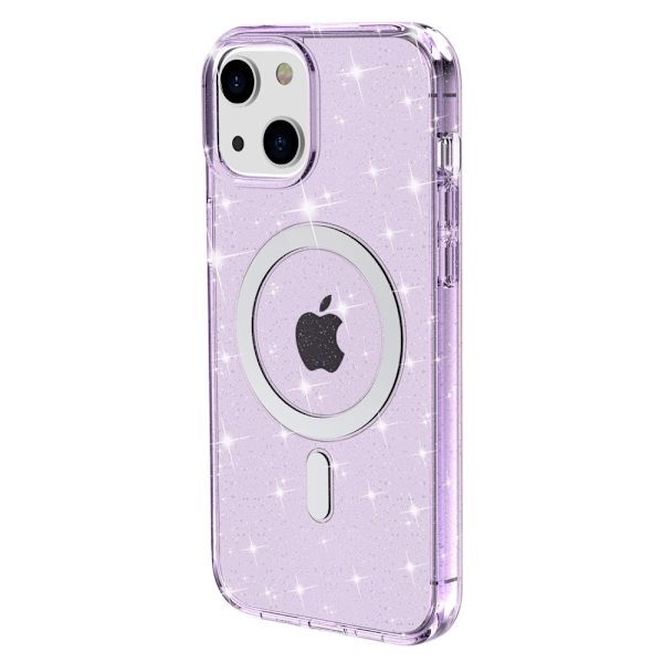 Glitter MagSafe Cover iPhone 14 Transparent Lilla