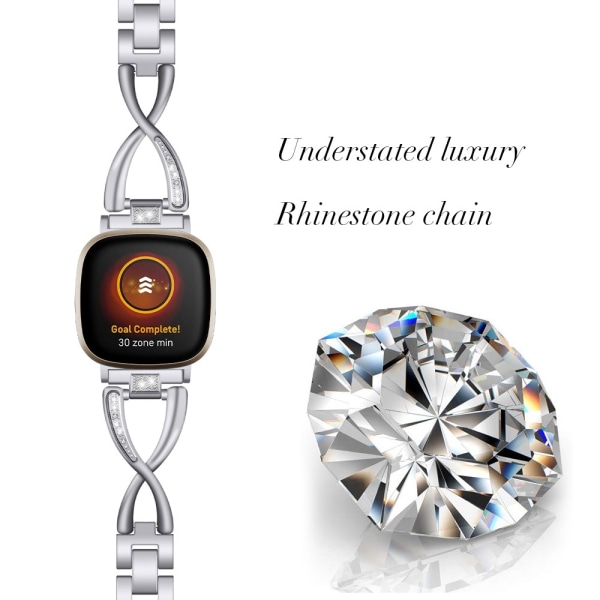Rhinestone Kristallarmband Fitbit Versa 3/Sense Silver