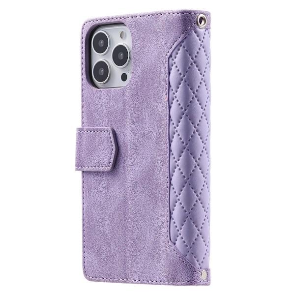 iPhone 15 Pro Max -lompakkokotelo, pehmustettu, violetti