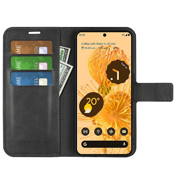 Nahkainen lompakkokotelo Google Pixel 7 Prolle, musta