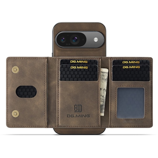 DG.MING Magnetic Card Slot Case Google Pixel 9 Pro Brown