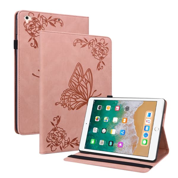 Læderetui iPad 9.7 5th Gen (2017) Sommerfugle Rosa