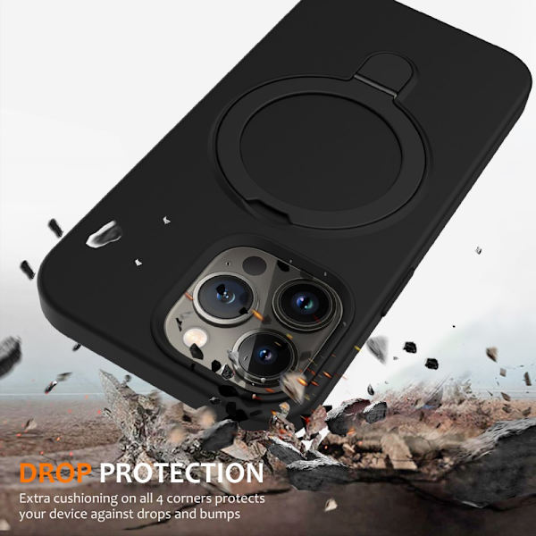 Silikonikuori Kickstand MagSafe iPhone 16 Pro Max Musta