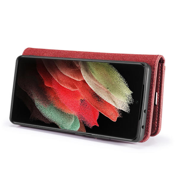 DG.MING 2-in-1 Magnet Wallet Samsung Galaxy S21 Ultra Red