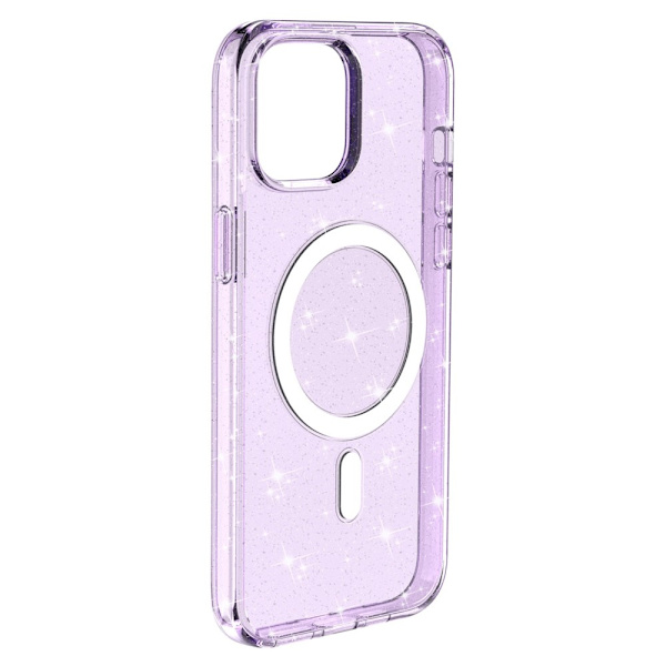 Glitter MagSafe Cover iPhone 14 Transparent Lilla