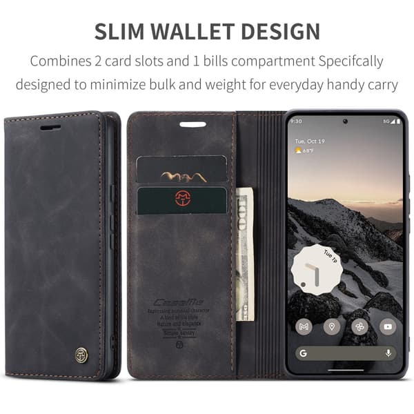 CaseMe Slim Plånboksfodral Google Pixel 9a Svart