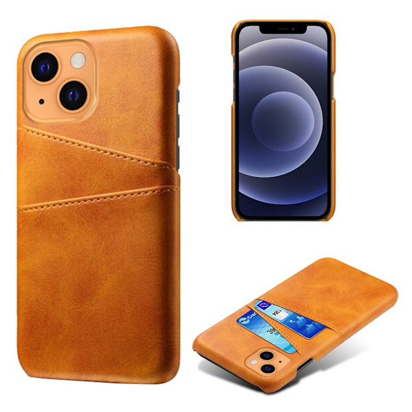 Læderskal med kortholder til iPhone 13 Mini Cognac