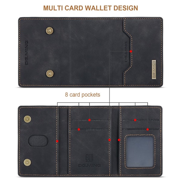 DG.MING 2 i 1 Magnetisk Kortlomme Etui iPhone 16 Pro Max Sort
