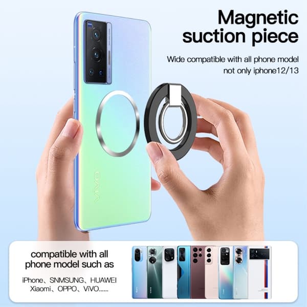 Magnetic Phone Ring Holder MagSafe Svart