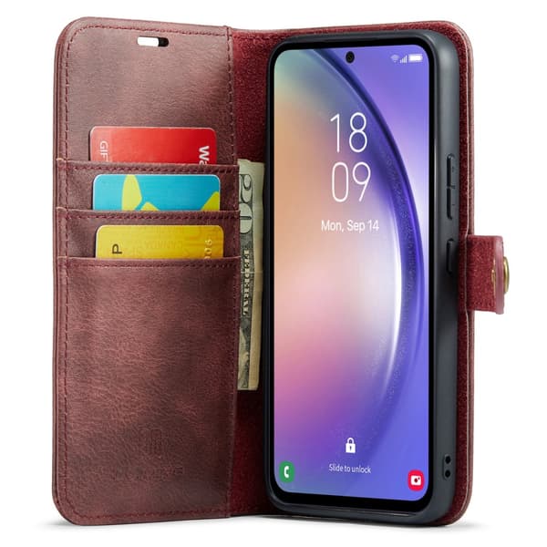 DG.MING 2-i-1 Magnetiskt Plånboksfodral Samsung Galaxy A54 Röd