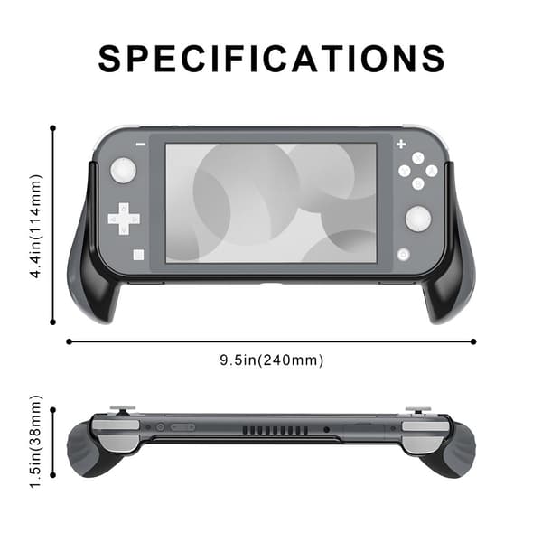 Nintendo Switch Lite Kuori Ergonomisilla Kahvoilla Harmaa