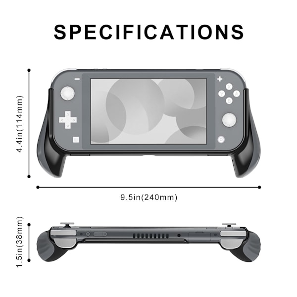 Nintendo Switch Lite Skal Med Ergonomiska Handtag Grå