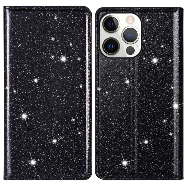 Glitter Wallet Case iPhone 14 Pro Max Sort