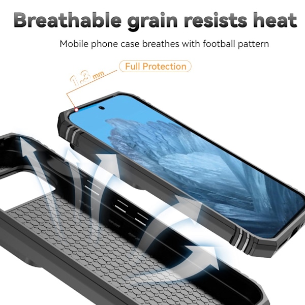 Hybridskal Google Pixel 9 Pro Ring + Kamerabeskyttelse Sort