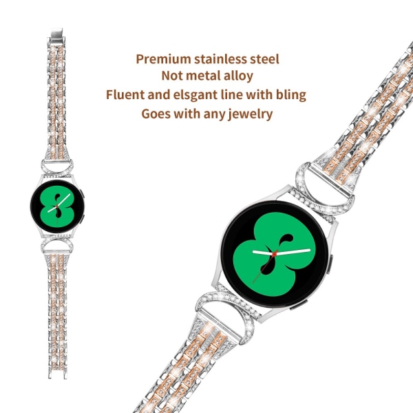 Dual Rhinestone Armband Samsung Galaxy Watch 6 40mm Silver/Roség