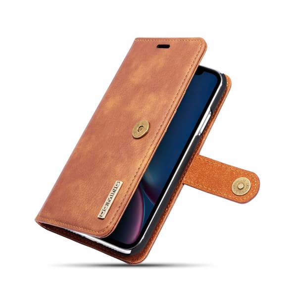DG.MING 2-in-1 Magnet Plånbok iPhone XR Cognac
