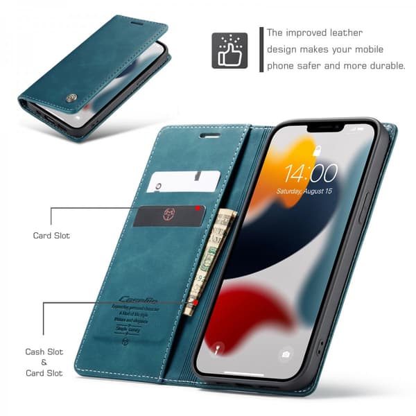 CaseMe Slim Pungetui iPhone 13 Pro Blå