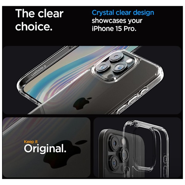 Spigen iPhone 15 Pro -kotelo Ultra Hybrid Crystal Clear