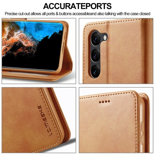 LC.IMEEKE Lompakkokotelo Samsung Galaxy S23 Plus Cognac