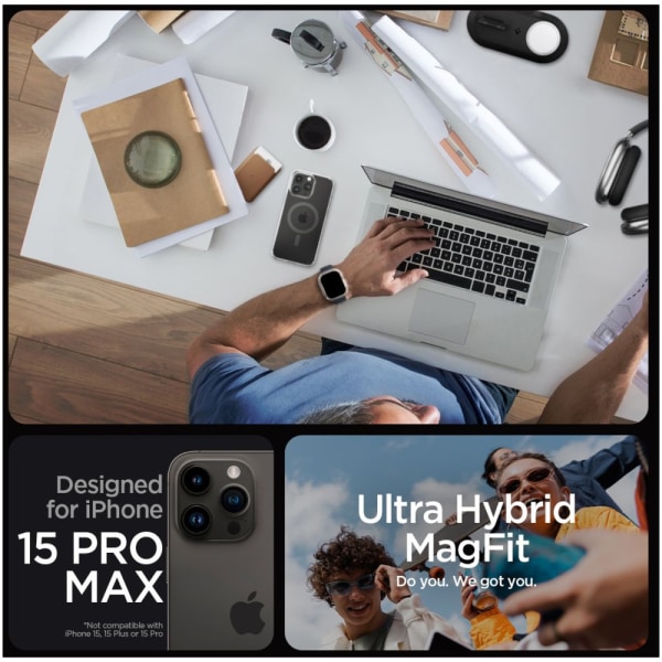 Spigen Ultra Hybrid MagSafe -kuori iPhone 15 Pro Max -grafiitti