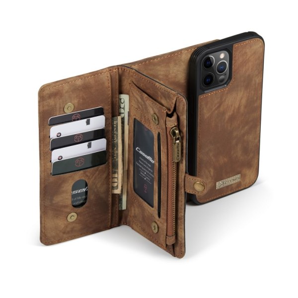 CaseMe-lompakkokotelo, monipaikkainen iPhone 12 Pro Max Brown