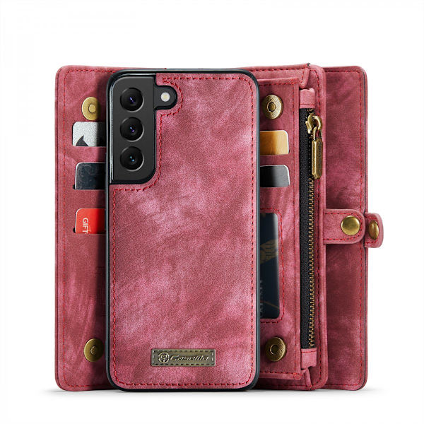CaseMe Multi-Slot 2 i 1 Lompakkokotelo Galaxy S22 Punainen